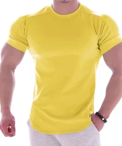 Men's Cotton Stretch Crew Neck Short Sleeve Sports T-Shirt